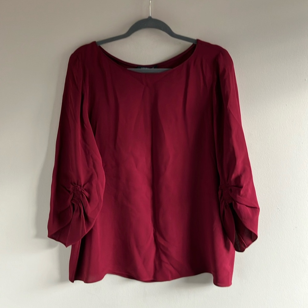 Women's Burgundy Long Sleeve Blouse